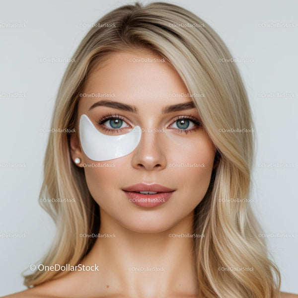 Portrait of a Beautiful Woman with Clear Skin and Blue Eyes