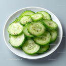 Fresh Sliced Cucumber on White Plate for Healthy Food and Cooking