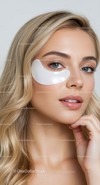 Portrait of a Young Woman with Blonde Hair Applying Facial Mask