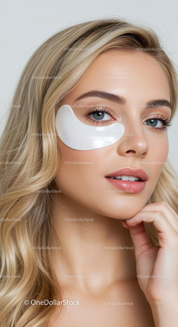 Portrait of a Young Woman with Blonde Hair Applying Facial Mask