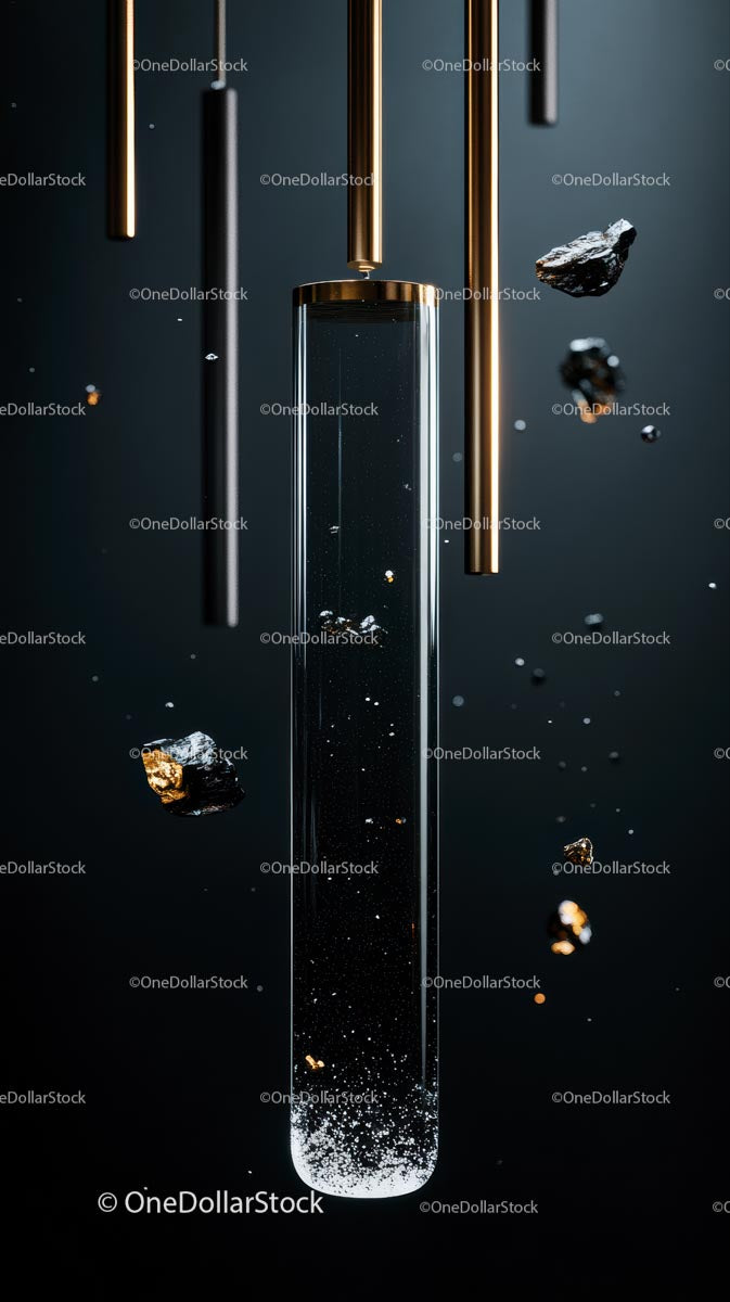 Futuristic Space-Themed Test Tube with Cosmic Particles