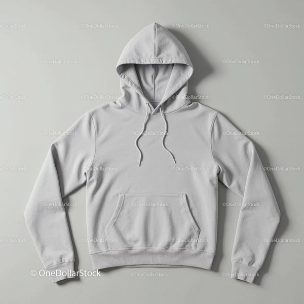 Minimalist white hoodie isolated on neutral background JPG Mockup Image