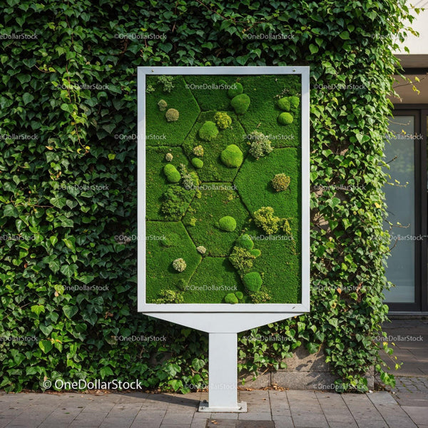 Vibrant Green Moss Panel as Modern Botanical Wall Art JPG Mockup Image