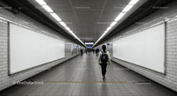 Minimalist Subway Tunnel with Tiled Walls and Modern Lighting