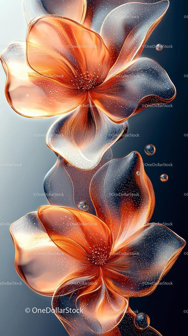 Beautiful Lamp-Shaped Glass Flowers in Warm Copper Tones