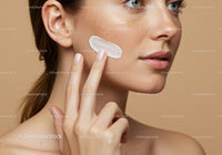 Close-Up of Woman Applying Skincare Cream to Flawless Skin