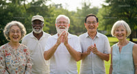 Joyful Diverse Group of Seniors Smiling Together in Nature
