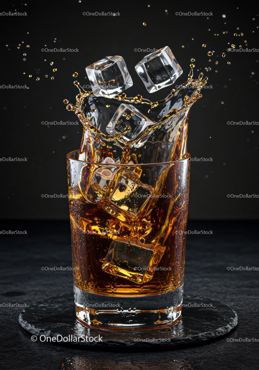 Orzeźwiająca whisky z kostkami lodu w szklance