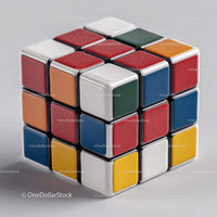 Colorful Rubik's Cube with Vibrant Red, Blue, Green, Yellow, and White Colors