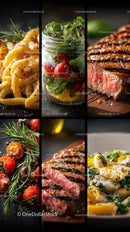 Freshly Cooked Steak with Vegetables and Pasta in a Rustic Setting