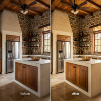 Before and after Warm Kitchen LUT Pack effect
