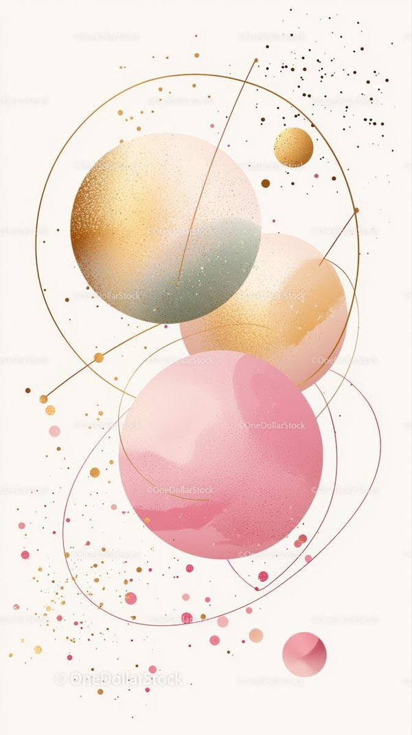 Abstract Digital Composition with Colorful Spheres and Geometric Shapes