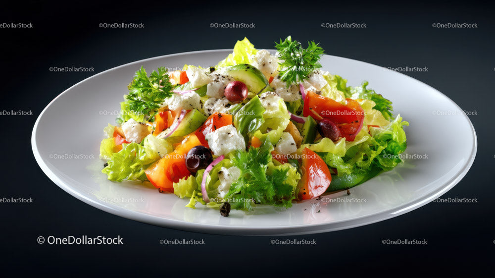 Fresh Colorful Vegetable Salad with Cherry Tomatoes and Feta Cheese