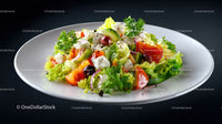 Fresh Colorful Vegetable Salad with Cherry Tomatoes and Feta Cheese