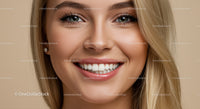 Close up of smiling young woman with healthy teeth