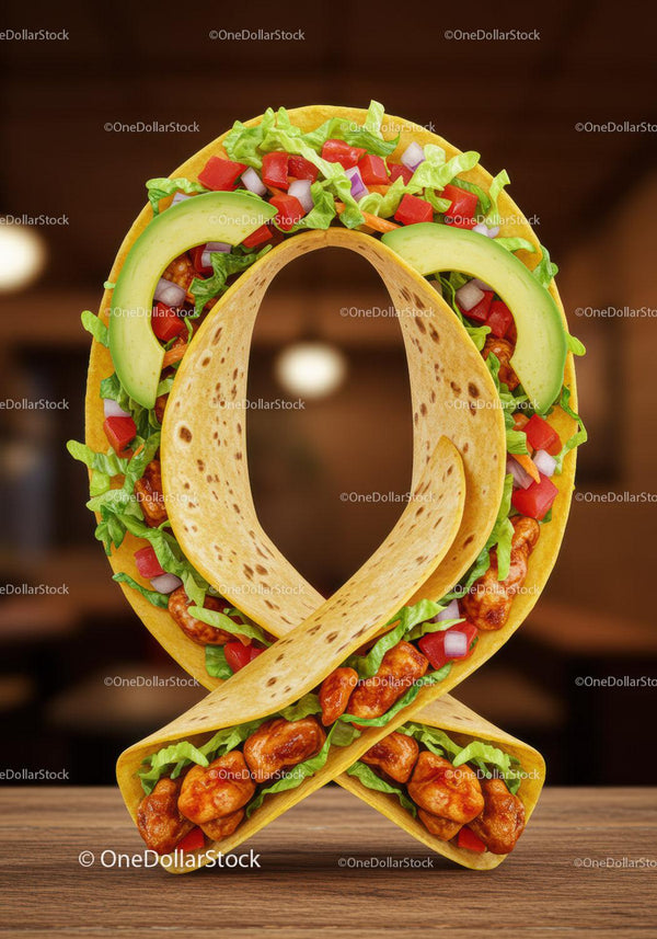 Creative Taco Shaped Like Awareness Ribbon on Wood