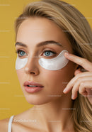 Young Woman with Eye Patches in Skincare Routine and Beauty Care
