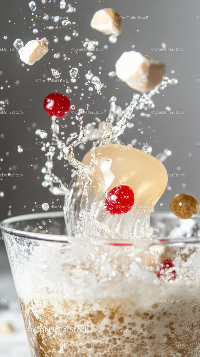 Refreshing Fizzy Soda Splash with Berries and Ice