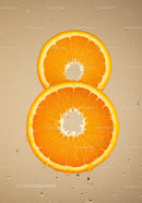 Fresh Orange Slices with Water Droplets on Beige Background