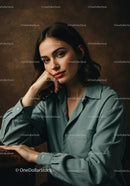 Elegant Woman Portrait with Confident Expression in Modern Studio