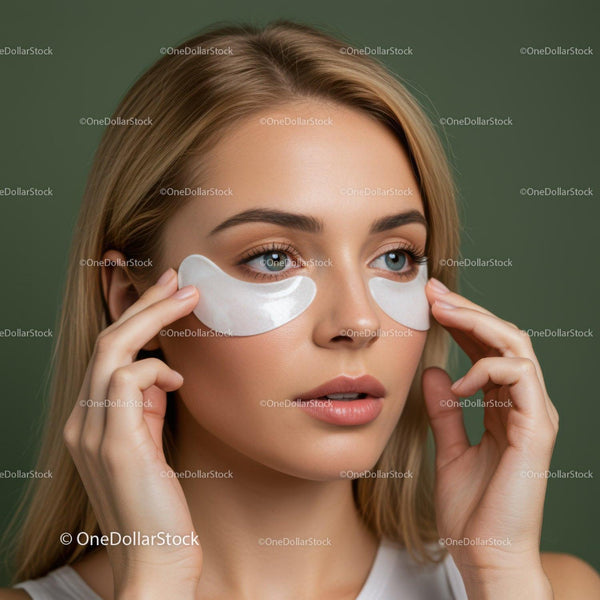 Female Applying Under Eye Patches for Rejuvenation and Skincare