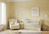 Bright Nursery with Yellow Walls and Cozy Baby Crib