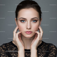 Elegant Portrait of a Young Woman with Blue Eyes and Clear Skin