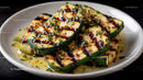 Grilled Zucchini Slices on Black Slate Plate with Char Marks