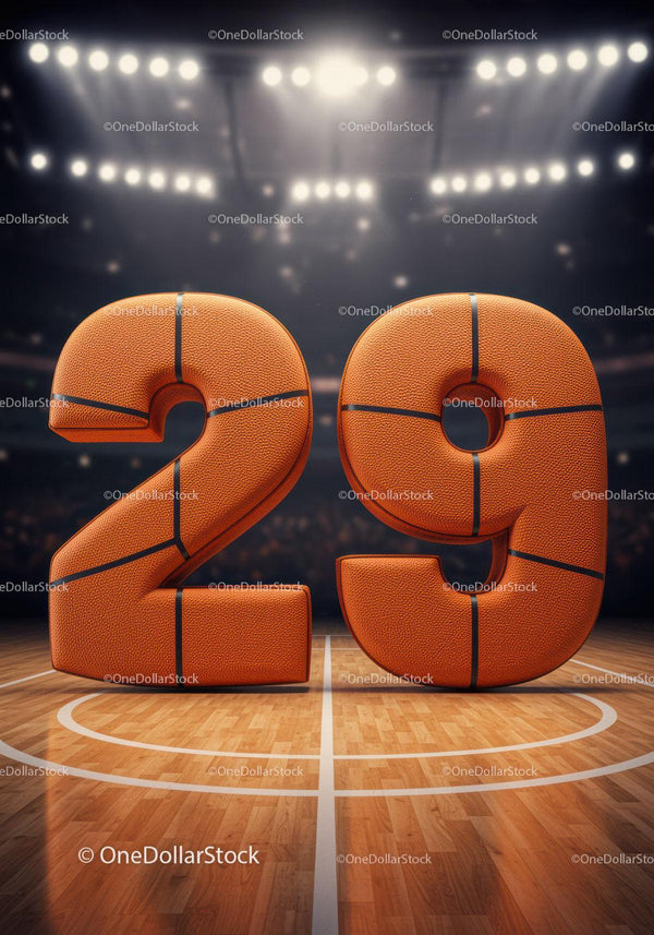 Basketball Number 29 on Illuminated Court