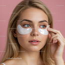 Young Woman Applying Eye Cotton Pads in Skincare Routine