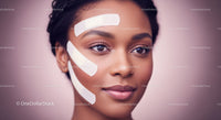 Close-up of Beautiful Woman Receiving Skincare Treatment with Skin Tape