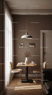 Cozy dining corner with modern decor and natural light