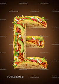 Letter E Shaped Tacos With Fresh Ingredients