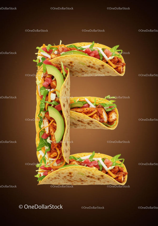 Letter E Shaped Tacos With Fresh Ingredients