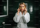 Woman Receiving Facial Treatment with Gold Eye Patches in Spa