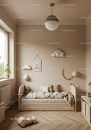 Cozy Child Bedroom with Cloud Wall Decor and Neutral Tones
