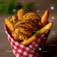 Crispy Chicken Schnitzel with Golden French Fries in Paper Basket