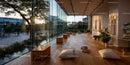 Bright Modern Dance Studio with Floor-to-Ceiling Windows and Wooden Floor