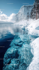 Majestic Snowy Mountains and Glacial Fjord under Bright Sun