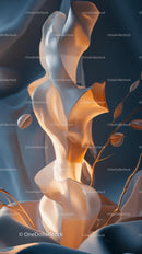 Elegant Abstract Sculpture with Flowing Metallic Fabric Art