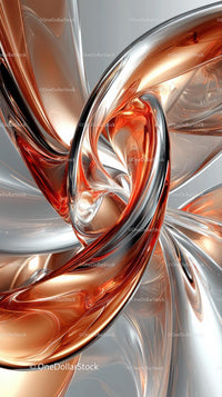 Abstract Copper Swirls with Metallic Reflection and Fluid Motion