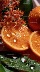 Juicy Fresh Orange Slices with Water Droplets and Vibrant Colors