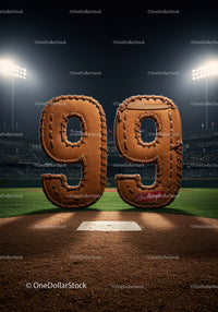 Baseball Gloves Forming Number 99 on Field