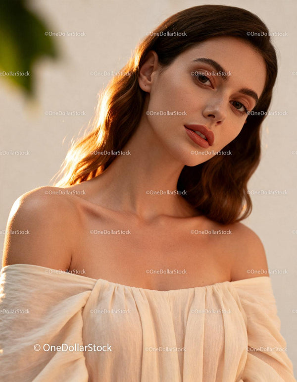 Close-up portrait of serene woman with natural glow