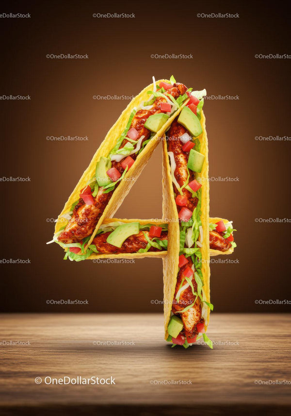 Number Four Made From Delicious Tacos With Fresh Ingredients