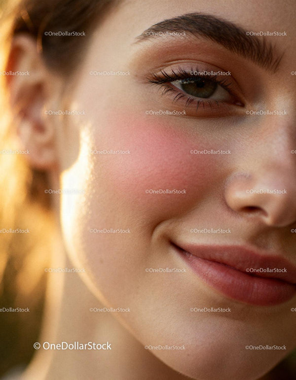 Close-up of smiling woman with natural glowing skin