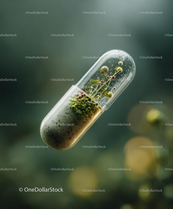 Transparent Capsule With Green Plant Inside