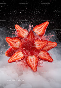 Fresh strawberries splashing in dynamic water burst