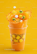 Refreshing tropical fruit smoothie splash with kiwi and mango