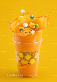 Refreshing tropical fruit smoothie splash with kiwi and mango